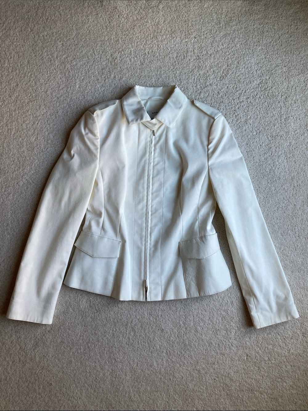 Akris Punto cotton blazer with leather accents